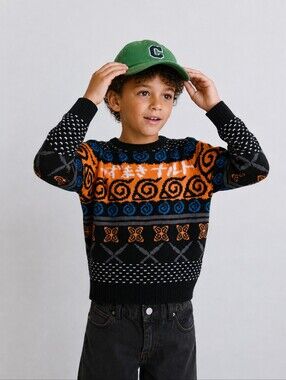Vintage 2002 Naruto Sweater Kids Size 6 Anime Manga Y2K Graphic Knit